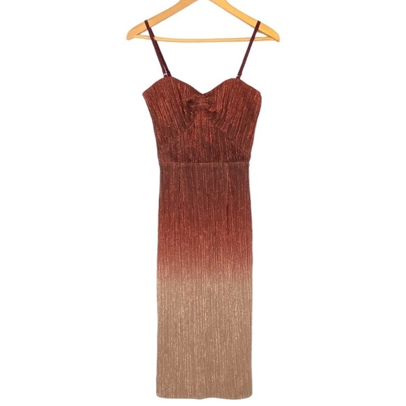 Dress the Population Shimmer Ombré Midi Cocktail Dress - Picture 1 of 13